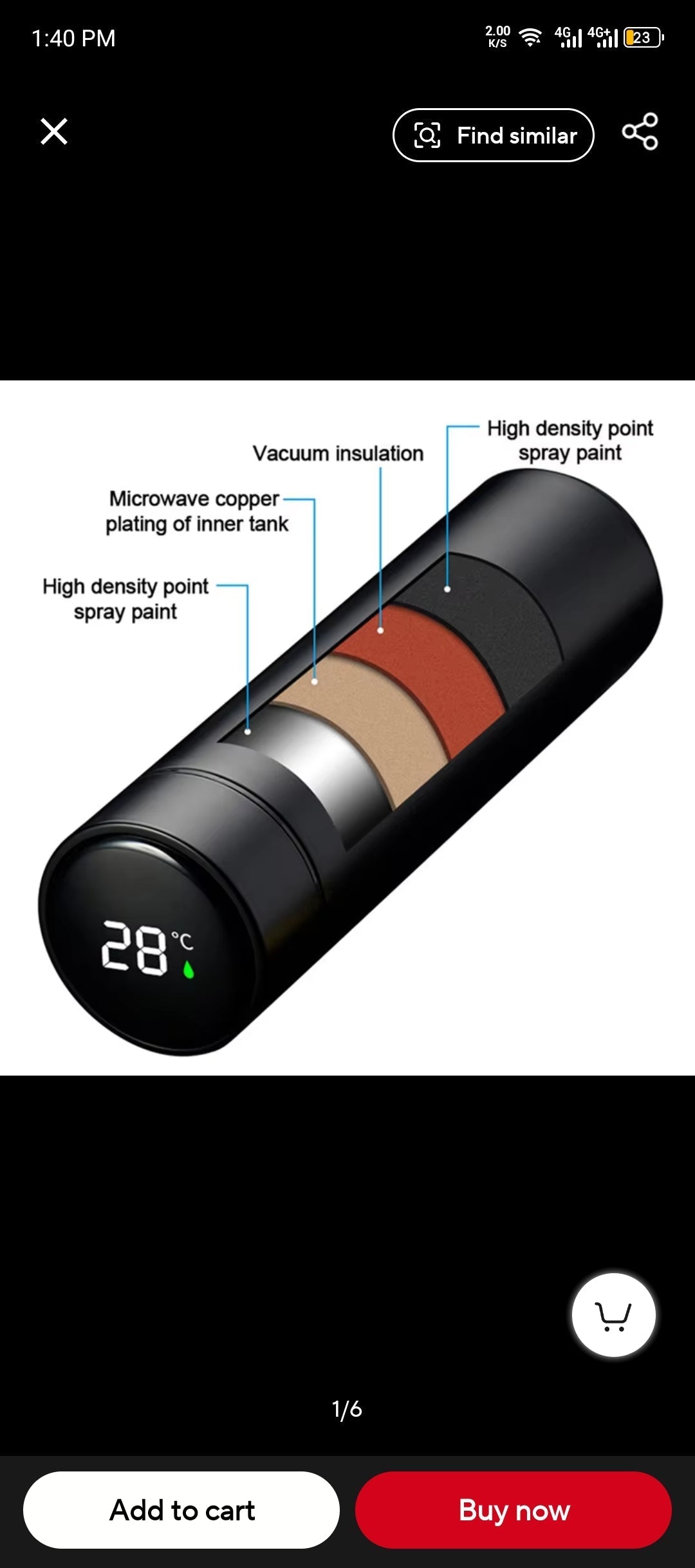 Smart LED Temperature Water Bottle 500ml