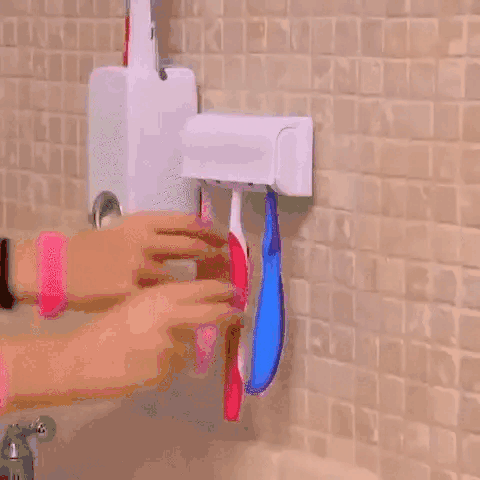 Toothpaste Dispenser Toothbrush Holder